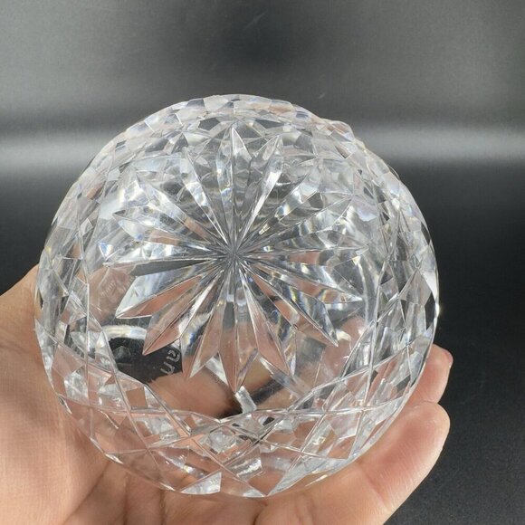 Vintage Clear Glass Crystal Orb Ashtray Sphere Bowl Dish Mid Century Marked VTG - Picture 6 of 14